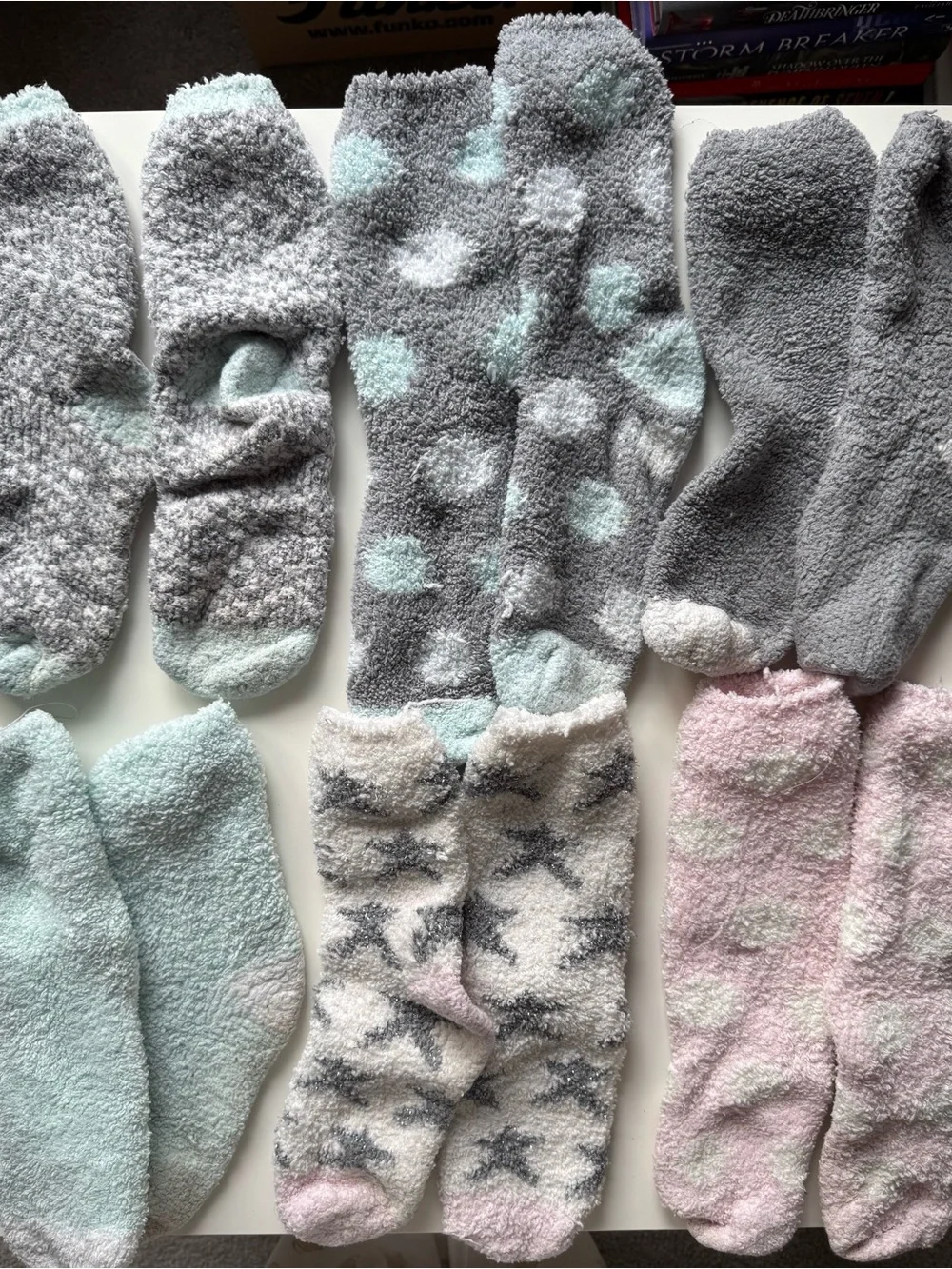 Cozy Plush Fuzzy Socks - Gray, Mint, Pink Mix